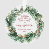 Onze eerste Kerstmis in onze nieuwe huiskrans Ornament (voorkant)