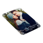 Onze eerste Kerstmis Lace Border Couple Foto Magneet (Rechterzijde)