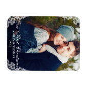 Onze eerste Kerstmis Lace Border Couple Foto Magneet (Horizontaal)