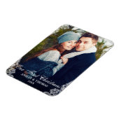 Onze eerste Kerstmis Lace Border Couple Foto Magneet (Linkerzijde)