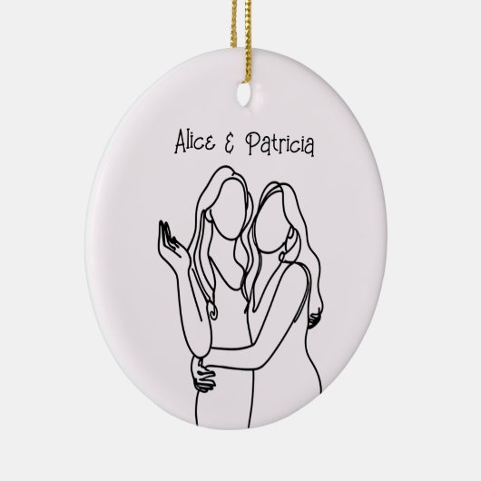 Onze eerste Kerstmis Lesbisch Paar Keramisch Ornament (Rechts)