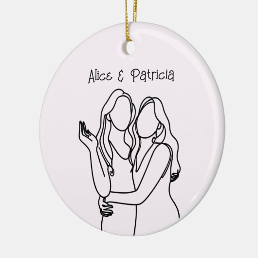 Onze eerste Kerstmis Lesbisch Paar Keramisch Ornament (Links)