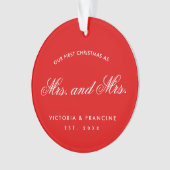 Onze eerste Kerstmis, lesbische Pas getrouwd Foto  Ornament (voorkant)