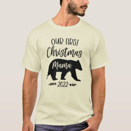 Onze Eerste Kerstmis Mama Beer Familie Bijpassende T-shirt