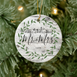 Onze Eerste Kerstmis Meneer Mevrouw Foto Keramisch Ornament