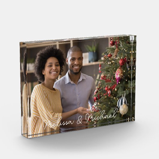 Onze Eerste Kerstmis Meneer & Mevrouw Persoonlijke Fotoblokken (Links)