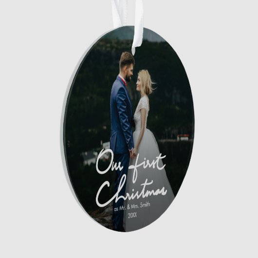 Onze eerste Kerstmis met de moderne hand met Kerst Ornament (voorkant)