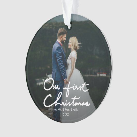 Onze eerste Kerstmis met de moderne hand met Kerst Ornament (voorkant)