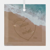 Onze eerste Kerstmis met Names Beach Dated Glas Ornament (Voorkant)