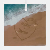 Onze eerste Kerstmis met Names Beach Dated Glas Ornament (Achterkant)