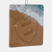 Onze eerste Kerstmis met Names Beach Dated Keramisch Ornament (Rechts)