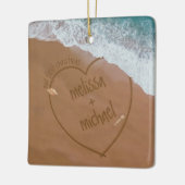 Onze eerste Kerstmis met Names Beach Dated Keramisch Ornament (Links)
