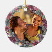 Onze Eerste Kerstmis Mijnheer Mevrouw Bloem Foto Keramisch Ornament (Achterkant)