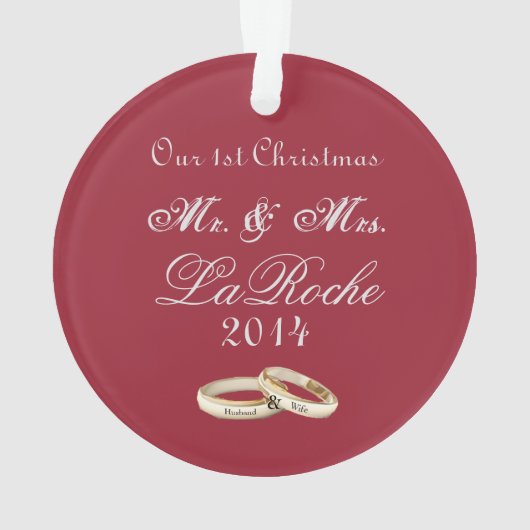 Onze Eerste Kerstmis Mijnheer & Mevrouw Ornament (achterkant)