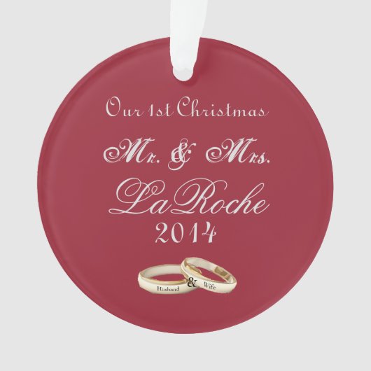 Onze Eerste Kerstmis Mijnheer & Mevrouw Ornament (voorkant)