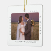 Onze eerste Kerstmis Minimal Modern Engaged & Merr Keramisch Ornament (Links)