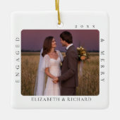 Onze eerste Kerstmis Minimal Modern Engaged & Merr Keramisch Ornament (Voorkant)