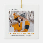 Onze eerste Kerstmis minimale Elegante moderne fot Keramisch Ornament (Achterkant)