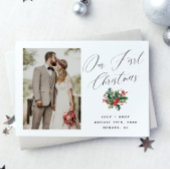 Onze eerste Kerstmis | Modern Script Pas getrouwd Feestdagenkaart