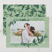 Onze Eerste Kerstmis Moderne Botanische Foto Feestdagenkaart (Voorkant / Achterkant)