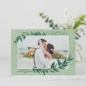 Onze Eerste Kerstmis Moderne Botanische Foto Feestdagenkaart (Staand voorkant)