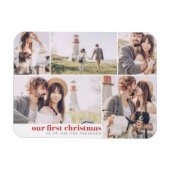 Onze eerste Kerstmis Moderne Foto Collage Kerstmis Magneet (Horizontaal)