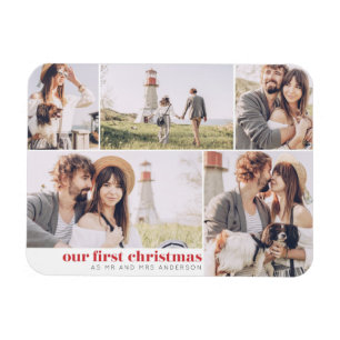 Onze eerste Kerstmis Moderne Foto Collage Kerstmis Magneet