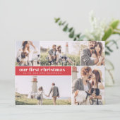 Onze Eerste Kerstmis Moderne Fotocollage Kerstmis Aankondiging (Staand voorkant)
