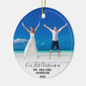 Onze eerste Kerstmis, Mr. 2 Foto Elegant Beach Keramisch Ornament (Links)