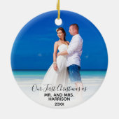 Onze eerste Kerstmis, Mr. 2 Foto Elegant Beach Keramisch Ornament (Achterkant)