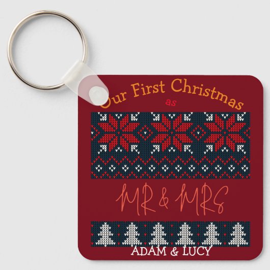 Onze eerste Kerstmis, Mr. en Mrs. /Couple newlywed Sleutelhanger (Voorkant)