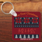 Onze eerste Kerstmis, Mr. en Mrs. /Couple newlywed Sleutelhanger (Voorkant)