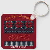 Onze eerste Kerstmis, Mr. en Mrs. /Couple newlywed Sleutelhanger (Achterkant)