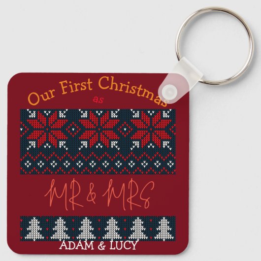 Onze eerste Kerstmis, Mr. en Mrs. /Couple newlywed Sleutelhanger (Achterkant)
