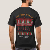 Onze eerste Kerstmis, Mr. en Mrs. /Couple newlywed T-shirt (Achterkant)