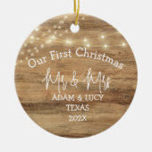 Onze eerste Kerstmis, Mr. en Mrs. nieuwhout Keramisch Ornament (Voorkant)