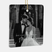 Onze eerste Kerstmis, Mr & Mrs Foto Keramisch Ornament (Rechts)