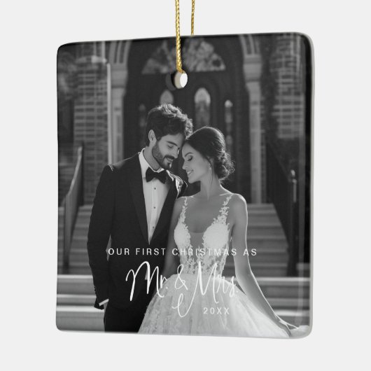 Onze eerste Kerstmis, Mr & Mrs Foto Keramisch Ornament (Links)