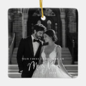 Onze eerste Kerstmis, Mr & Mrs Foto Keramisch Ornament (Voorkant)