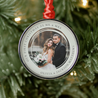Onze eerste Kerstmis, Mr & Mrs Foto Metalen Ornament