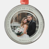 Onze eerste Kerstmis, Mr & Mrs Foto Metalen Ornament (Voorkant)