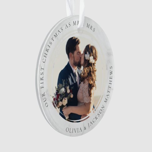 Onze eerste Kerstmis, Mr & Mrs Foto Ornament (voorkant)
