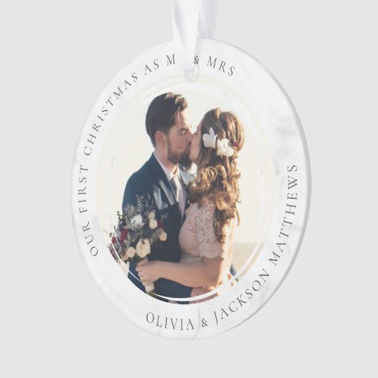 Onze eerste Kerstmis, Mr & Mrs Foto Ornament (voorkant)