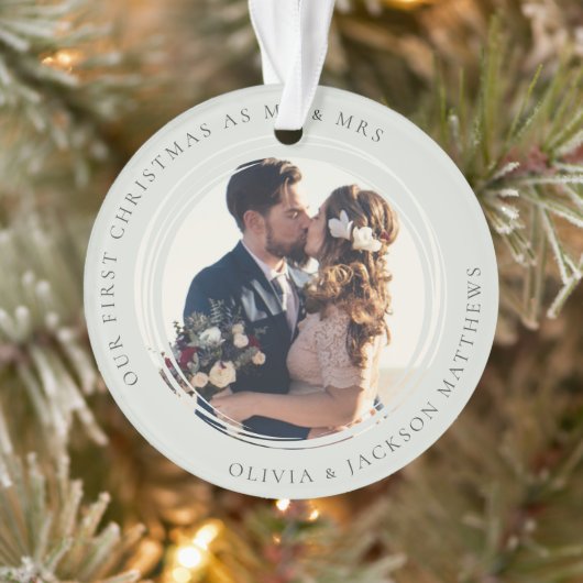 Onze eerste Kerstmis, Mr & Mrs Foto Ornament (Boom)