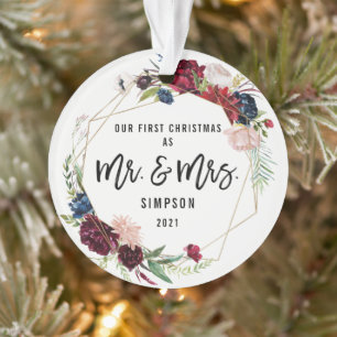 Onze eerste Kerstmis, Mr & Mrs.   Foto voor eerste Ornament
