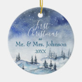 Onze eerste Kerstmis, Mr & Mrs. | Gehuwd Keramisch Ornament (Voorkant)