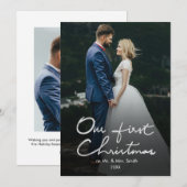 Onze eerste Kerstmis, Mr & Mrs Holiday 2 Fotokaart Feestdagenkaart (Voorkant / Achterkant)