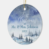Onze eerste Kerstmis, Mr & Mrs. | Jaar van het huw Keramisch Ornament (Links)