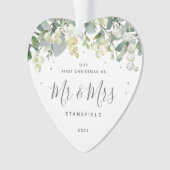 Onze eerste Kerstmis, Mr & Mrs Photo Heart Ornament (voorkant)