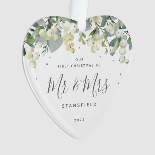 Onze eerste Kerstmis, Mr & Mrs Photo Heart Ornament (voorkant)